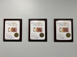 Governor's Export Awards hanging on a wall